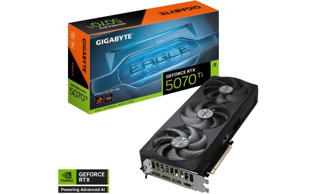 GIGABYTE GeForce RTX 5070 Ti EAGLE OC SFF Graphics Card, 16GB GDDR7 256-Bit Memory, 2542 MHz Core Clock, 28 Gbps Memory Speed, 8960 CUDA Cores, PCI Express 5.0
