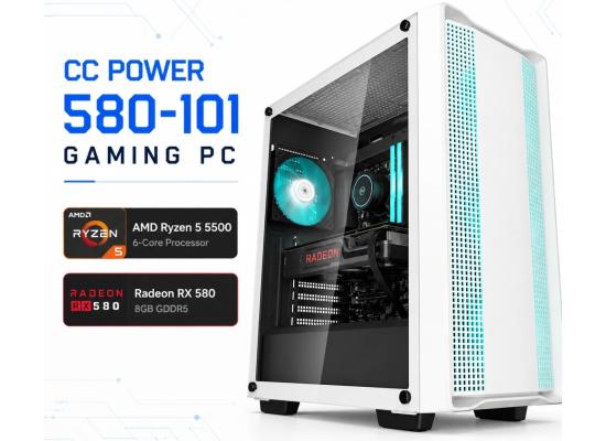 CC POWER 580-101 Gaming PC | AMD Ryzen 5 5500 | RX 580 8GB | 16GB DDR4 | 500GB NVMe