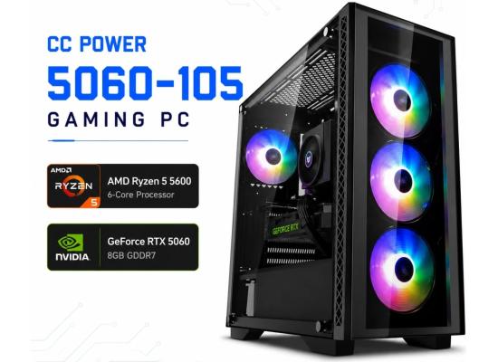 CC POWER 5060-105 Gaming PC – AMD Ryzen 5 5600 | GeForce RTX 5060 8GB | 16GB DDR4 | 500GB NVMe