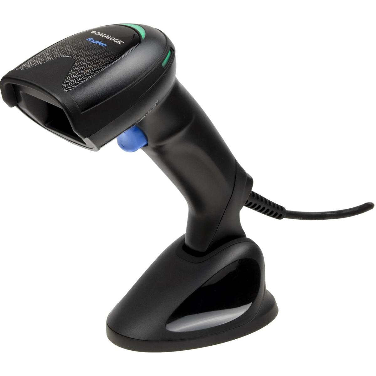 Datalogic Gryphon GD4520 Handheld Barcode Scanner, with Stand, 1D & 2D & OCR Scanner Capabilities, 650 nm Wavelength, 1280 x 800 pixels Sensor Resolution, Wired Connectivity, Black