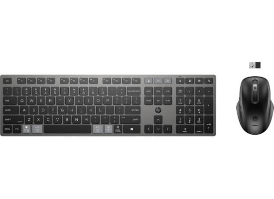 HP 725 Multi-Device Rechargeable Wireless Keyboard and Mouse Combo , up to 2 Months (Keyboard) 30 Days (Mouse) of Usage From a 3-Minute Charge