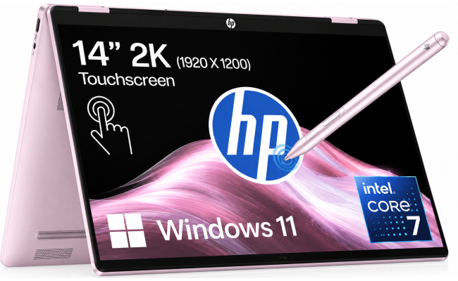 HP OmniBook 5 Flip (2025) 14-fp0046ne NEW Intel Core 7 10-Cores w/ 360° Touch Display & BIG Battery & Fast Charge - Pink