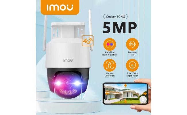 IMOU Cruiser SC 4G Camera Red-Blue Warning Lights Outdoor Security Camera Full-Color Night Vision AI Human Detection IP66