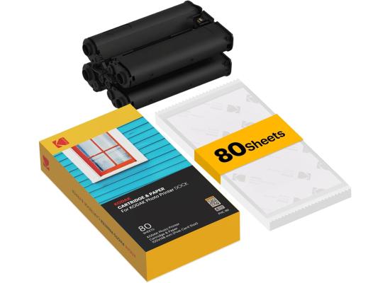 KODAK PHC-80 4PASS 4x6-inch Cartridge & Paper Refill Pack Compatible For KODAK Dock Photo Printers – 80 Photos