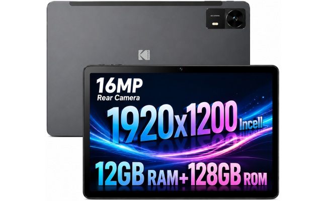 KODAK Tablet K11 (2025) 11.0" Android WIFI Tablet (128GB Storage / 4GB + 8GB Shared Memory) w/ IPS 2K Full HD Touch Screen & Protective Case , Space Gray