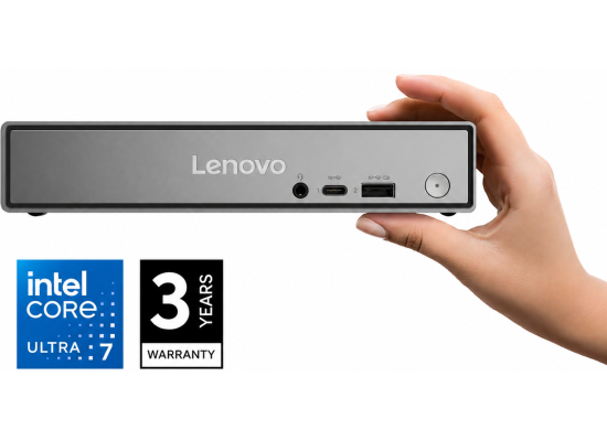 Lenovo ThinkCentre Neo 50q Gen 6 Tiny AI PC – Intel Core Ultra 7 256V, 16GB LPDDR5X, 512GB SSD, Wi-Fi 6, DOS, 3-Year Warranty