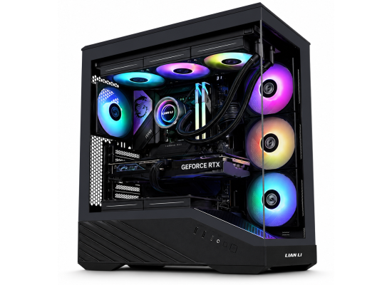 Lian-Li Vector V100R Mid-Tower Computer Case, 4x 120mm Pre-Installed Fan, Up to 360mm Radiator & 7x 120mm Fan Support, 4mm Tempered Glass, Steel & Plastic Materials, Black