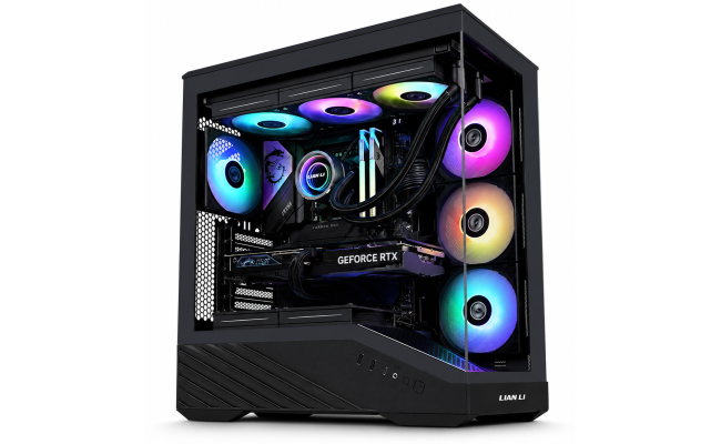 Lian-Li Vector V100R Mid-Tower Computer Case, 4x 120mm Pre-Installed Fan, Up to 360mm Radiator & 7x 120mm Fan Support, 4mm Tempered Glass, Steel & Plastic Materials, Black