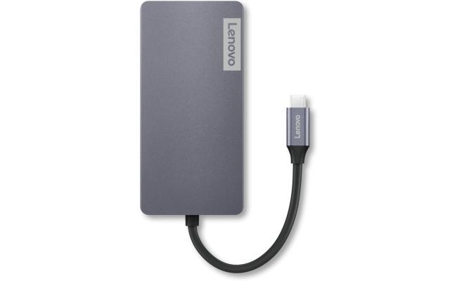 Lenovo 150 USB-C Travel Dock (Charging Host Upto 100W |3 x USB-A 3.0| x HDMI 1.4, 4K @ 30 Hz| 1 x VGA, Up to 1920 x 1080 @ 60 Hz | 1 x Video Output | RJ45 Support |1 Year Warranty| Grey)