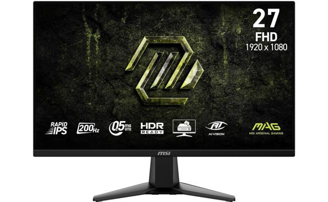 MSI MAG 275F E20 27" Rapid IPS Full HD 0.5ms 200Hz AI Vision AMD FreeSync™ w/ 2x HDMI & Displayport Interface - Black