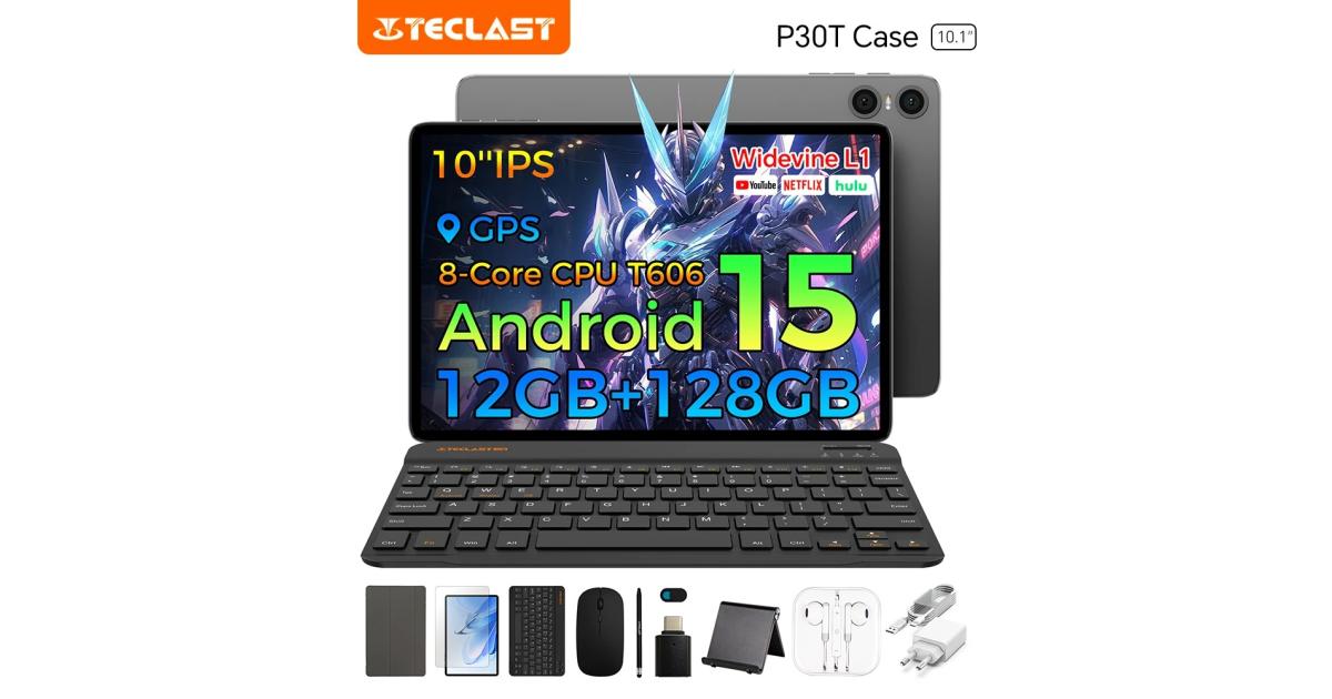 تابلت TECLAST P30T (2025) 10.1 بوصة IPS 90 هرتز Android 14 WIFI (تخزين 128 جيجابايت / 4 جيجابايت + 8 جيجابايت ذاكرة مشتركة) بطارية 6000 مللي أمبير في الساعة، رمادي