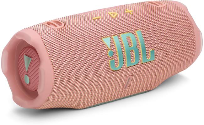 JBL Charge 6 - Portable Waterproof & Drop-Proof Bluetooth Speaker, Bold Pro Sound with AI Sound Boost, 28Hrs of Playtime, Built-in power bank & Comes with a Sturdy/Removable Carrying Strap - PINK