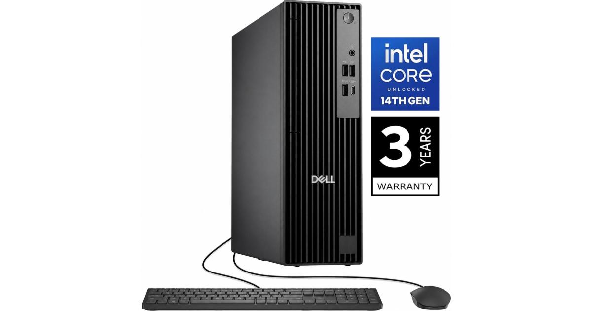 Dell Pro Slim QCS1250 (2025) 14Gen Intel Core i7 14700 vPro 20-Cores أداء وقابلية للتوسيع في تصميم موفر للمساحة مع ضمان لمدة 3 سنوات - أسود