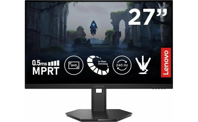 Lenovo Legion 27Q-10 Gaming Monitor - 27" QHD 2K IPS Display - 240Hz Refresh Rate - 0.5 ms MPRT - 99% sRGB - AMD FreeSync™ Premium - Ergonomic Stand - HDMI 2.1 & DP