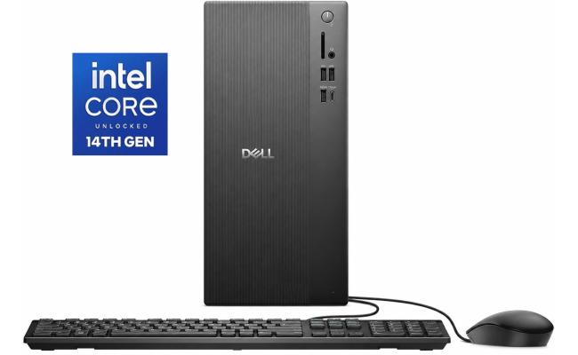 Dell Tower ECT1250 (2025) 14Gen Intel Core i5 14400 10-Cores Powerful, Space-Saving Performance Tower Desktop PC - Black