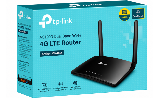 TP-Link Archer MR402 AC1200 Dual Band 4G LTE Wi-Fi Unlocked Router w/ Wi-Fi Router Mode