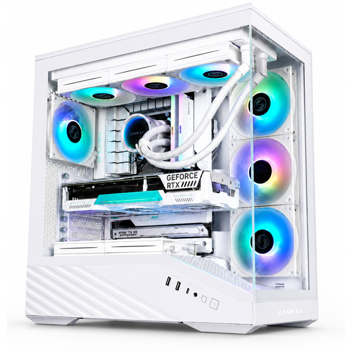 Lian-Li Vector V100R Mid-Tower Computer Case, 4x 120mm Pre-Installed Fan, Up to 360mm Radiator & 7x 120mm Fan Support, 4mm Tempered Glass, Steel & Plastic Materials, White