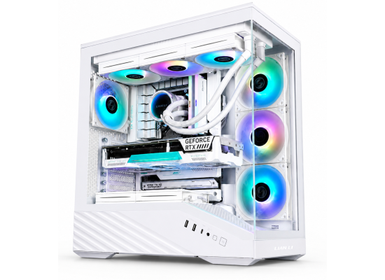Lian-Li Vector V100R Mid-Tower Computer Case, 4x 120mm Pre-Installed Fan, Up to 360mm Radiator & 7x 120mm Fan Support, 4mm Tempered Glass, Steel & Plastic Materials, White