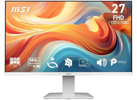 MSI PRO MP273W E14A 27" IPS Full HD 144Hz 1ms Less Blue Light PRO VESA Mountable Built-in Speakers Tilt-Adjustable HDMI & DP - White product thumbnail 2