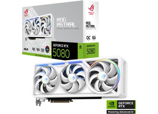 ASUS ROG Astral GeForce RTX™ 5080 WHITE OC Edition 16GB GDDR7 Graphics Card