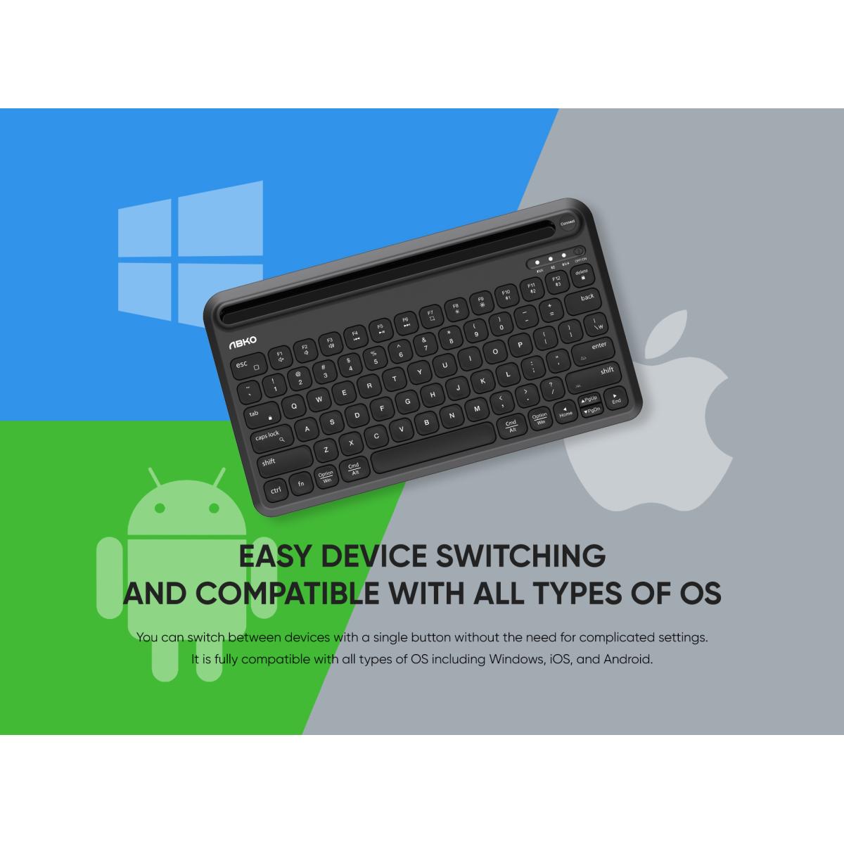 ABKONCORE TOS250 Multi-Device OS RGB BackLighting Wireless BlueTooth 5.1 Connectivity W/Type-C Charging Port-Slim 78Keys Compact KeyBoard ABKONCORE TOS250 Multi-Device OS RGB BackLighting Wireless BlueTooth 5.1 Connectivity W/Type-C Charging Port-Slim 78Keys Compact KeyBoard