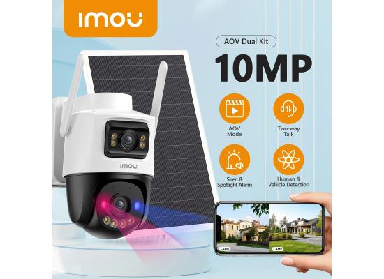 IMOU AOV Dual 10MP With Solar Panel 360° PTZ Outdoor Security Camera 4G LTE Wifi IP Camera Vehicle Detection Warning Light
