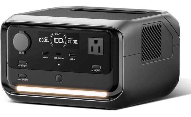 EcoFlow RIVER 3 Plus Portable Power Station (600W rated output and 1200W X-Boost), 245Wh Capacity, 600W Rated Output, 20ms UPS , 30dB Whisper Quiet, 1-hr Fast Charging, IP54 Waterproof Rated Battery Pack, Grey