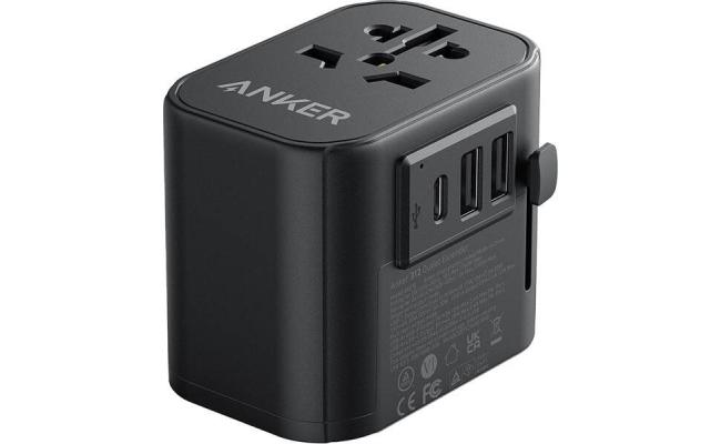 Anker 312 PowerExtend 30W, Wall Charger with Travel Plug, 1-Ports USB-C, 2-Ports USB-A, Wall Plug, 312 Outlet Extender, Black