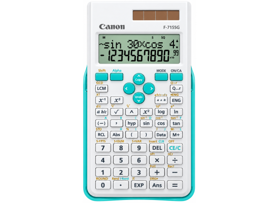 Canon F-715SG Scientific Calculator , 250 Functions , 2-Line LCD , 17 Memories , Dual Power , White & Blue