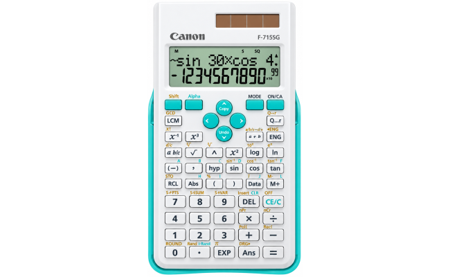 Canon F-715SG Scientific Calculator , 250 Functions , 2-Line LCD , 17 Memories , Dual Power , White & Blue