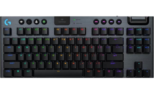 Logitech G915 X Lightspeed TKL Wireless Mechanical Gaming Keyboard, Double-Shot PBT Keycaps, Fully Programmable Keys, RGB Backlit Mac/PC Gaming Keyboards, Aluminum Finish, GL Clicky Switches - Black Color