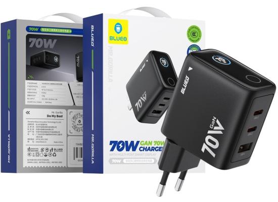 BLUEO Mr. Gorilla LC013 70W GaN 3-Port Smart Display Fast Charger EU - Black