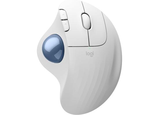 Logitech Ergo M575S Wireless Trackball Mouse, Wireless Ergonomic Mouse with Bluetooth and Encrypted Dongle, Comfortable Thumb Control, Precise and Smooth Tracking, for PC/Mac - White Blue Ball
