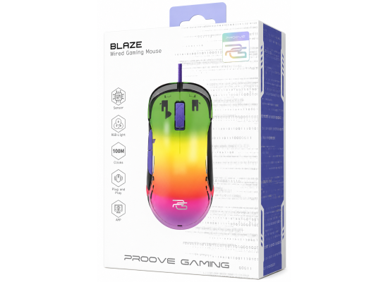 Proove Gaming Blaze Wired Gaming Mouse 12000 DPI - Black/Purple