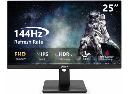DAHUA LM25-B221B 25” IPS Full HD up to 144Hz 1ms 99% sRGB Ultra-Narrow Bezel w/ Display Port & HDMI Interface , Black