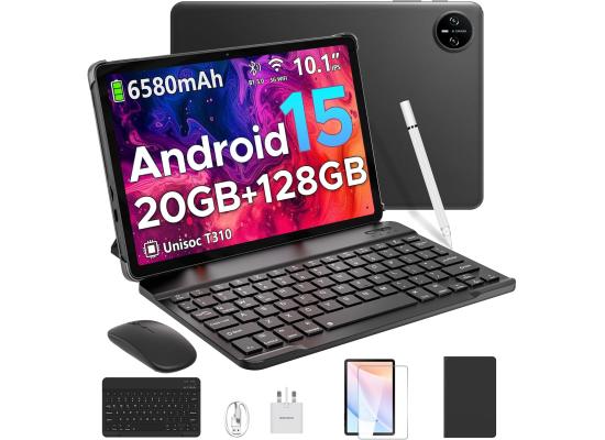 DOOGEE Tab A9 Pro VIB Edition (2025) 10.1" Android WIFI Tablet (128GB Storage / 4GB + 16GB Shared Memory) Bundle (Keyboard + Mouse + Pen + Cover + Screen Protector) , Black