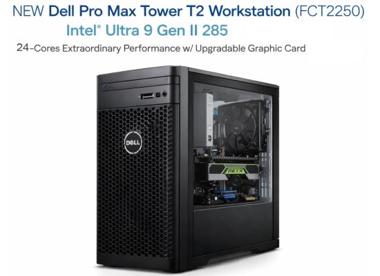 Dell Pro Max Tower T2 Workstation FCT2250 (2025) NEW Intel® Ultra 9 Gen II 285 vPro 24-Cores Extraordinary Performance w/ Upgradable Graphic Card & 3 Years Warranty  - Black