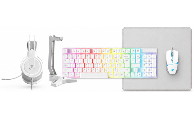 Fantech P51 5-in-1 Gaming Combo Set with Keyboard, Mouse, Headset, Mousepad & Headset Stand - White Fantech P51 5-in-1 Gaming Combo Set with Keyboard, Mouse, Headset, Mousepad & Headset Stand - White