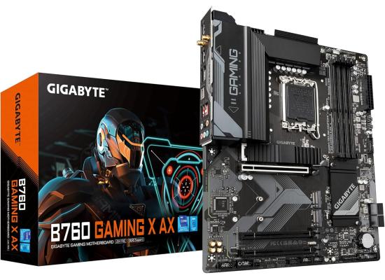 Gigabyte B760 Gaming X AX Rev1.0 LGA 1700 ATX Motherboard, Intel B760 Chipset, 4 x DDR5 DIMM, Up to 192 GB Support, 2.5GbE LAN, 802.11ax Wireless, PCIe 4.0x16, HDMI / Displayport