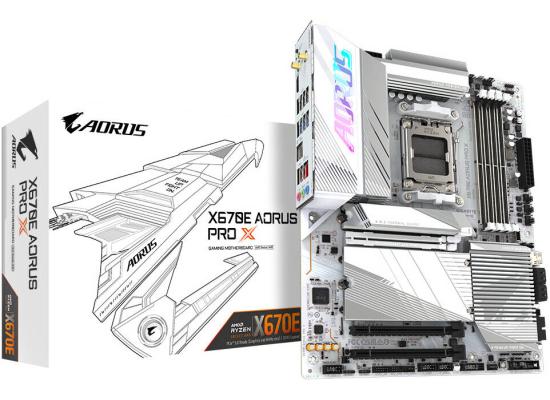 GIGABYTE X670E Aorus Pro X AM5 ATX Motherboard, AMD X670 Chipset, 4x DDR5 DIMM Slots, Up to 256GB Max Memory, Wi-Fi 7 & BT 5.3, 1x PCIe 5.0 x16, 4x M.2 Slots, White