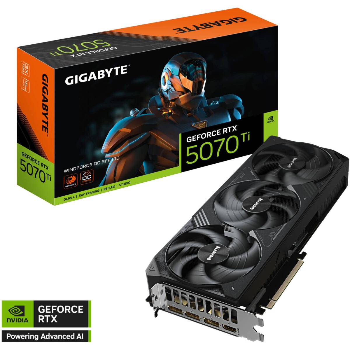 GIGABYTE GeForce RTX 5070 Ti WINDFORCE OC SFF , 16GB GDDR7 256-Bit Memory, 2497 MHz Core Clock, 8960 CUDA Cores, PCI-Express 5.0