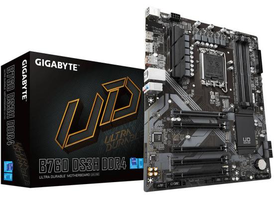 GIGABYTE B760 DS3H DDR4 LGA1700 ATX Motherboard, Intel B760 Chipset, 4 x DDR4 DIMM, Up to 128GB Max Memory Support, 1x PCI Express x16, 1x HDMI, 1x DisplayPort, USB-C / USB 3.2