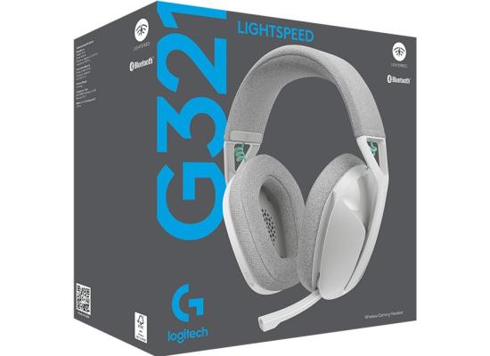 Logitech G321 Lightspeed Wireless Bluetooth Gaming Headset, Dynamic Comfort and fit, 16 kHz Boom mic, 20+ hrs Battery, PC, PS4, PS5, Nintendo Switch, Mobile - White