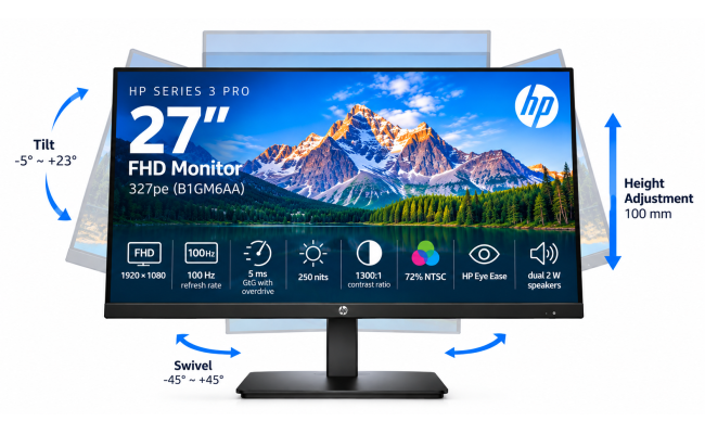 HP Pro 327pe (2025) 27" IPS Full HD 100Hz Professional Stand Monitor Extensive Connectivity ( Display Port , HDMI , VGA ) & 2x 2W Speakers HP Pro 327pe (2025) 27" IPS Full HD 100Hz Professional Stand Monitor Extensive Connectivity ( Display Port , HDMI , VGA ) & 2x 2W Speakers