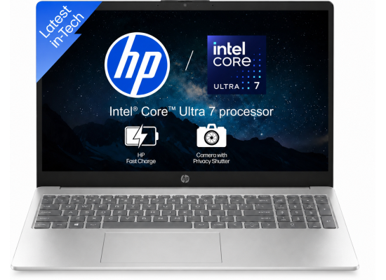 HP Laptop AI 15-fd2102TU (2025) Intel Core Ultra 7 255U 12-Cores Slim Design w/ Fast Charging & DDR5 Memory (Customized) - Natural silver