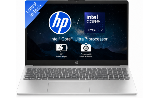 HP Laptop AI 15-fd2102TU (2025) Intel Core Ultra 7 255U 12-Cores Slim Design w/ Fast Charging & DDR5 Memory (Customized) - Natural silver
