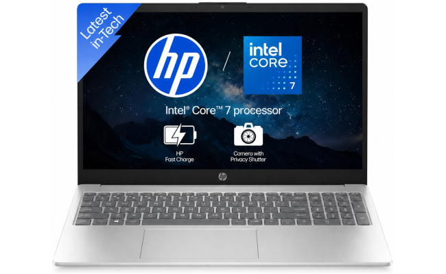 HP Laptop 15-fd0099nq (2025) Intel Core 7 150U 10-Cores Slim Design w/ Fast Charging & DDR5 Memory - Natural silver & Blue Cover