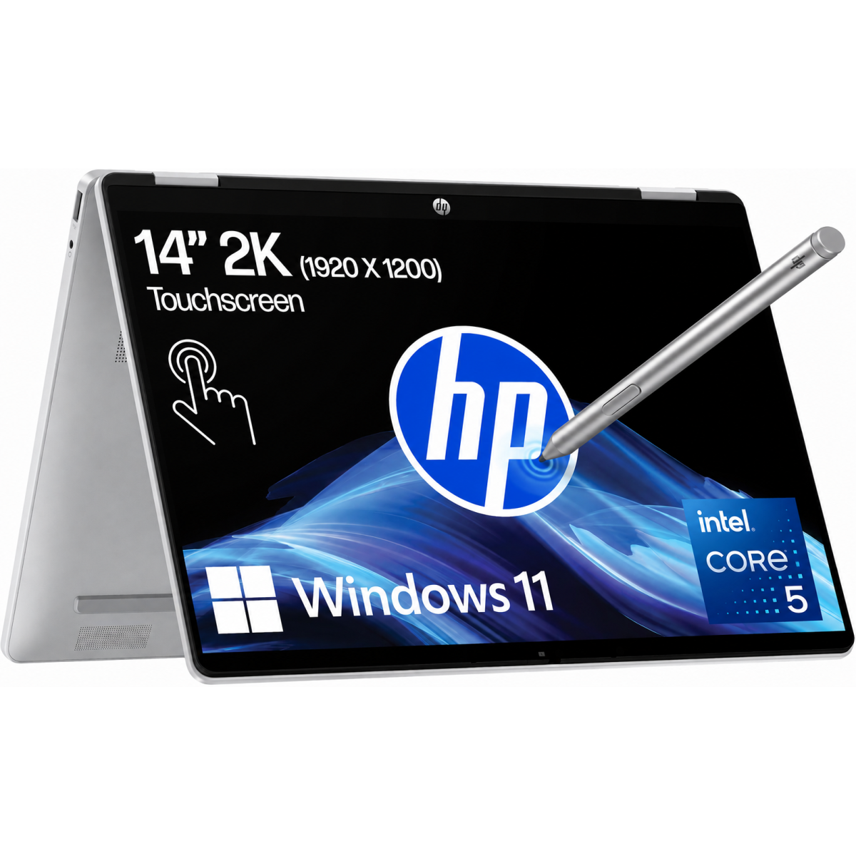 HP OmniBook 5 Flip (2025) 14-fp0045ne NEW Intel Core 5 10-Cores w/ 360° Touch Display & BIG Battery & Fast Charge - Silver
