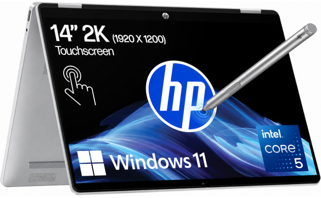 HP OmniBook 5 Flip 14-fp0045ne 2-in-1 Laptop - Intel® Core™ 5 120U, 16GB LPDDR5, 512GB PCIe SSD, 14" FHD Touch, Windows 11 Home - D0YC1EA