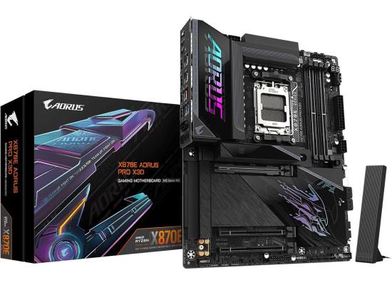 GIGABYTE X870E AORUS PRO X3D ATX AM5 Motherboard, AMD X870E Chipset, 4x DDR5 DIMM Slots, Up to 256GB Max Memory, 1x PCIe 5.0 x16 with PCIe UD Slots, 4x M.2 Slots